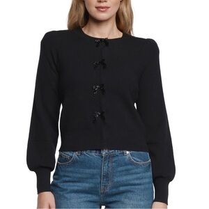 Express Black Cardigan with Bow Details medium. NEW